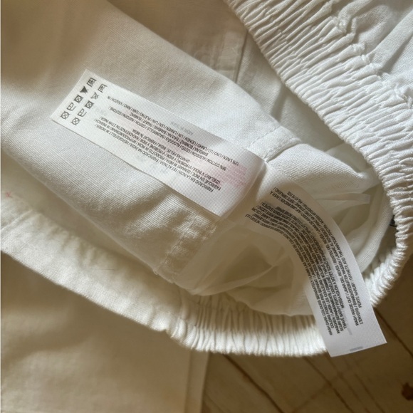 Ladies white linen blend wide leg pants - Picture 15 of 16